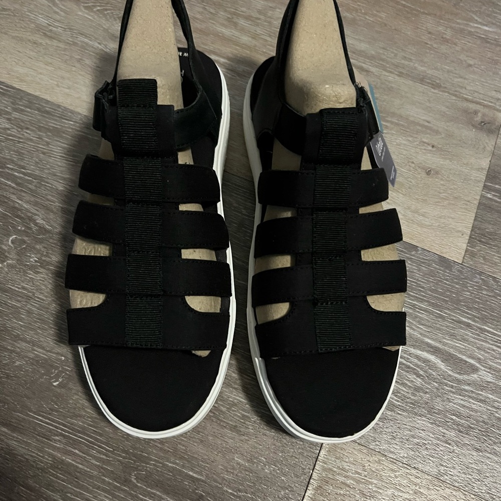 Toms Black Sandals with Straps and Slip-On Design